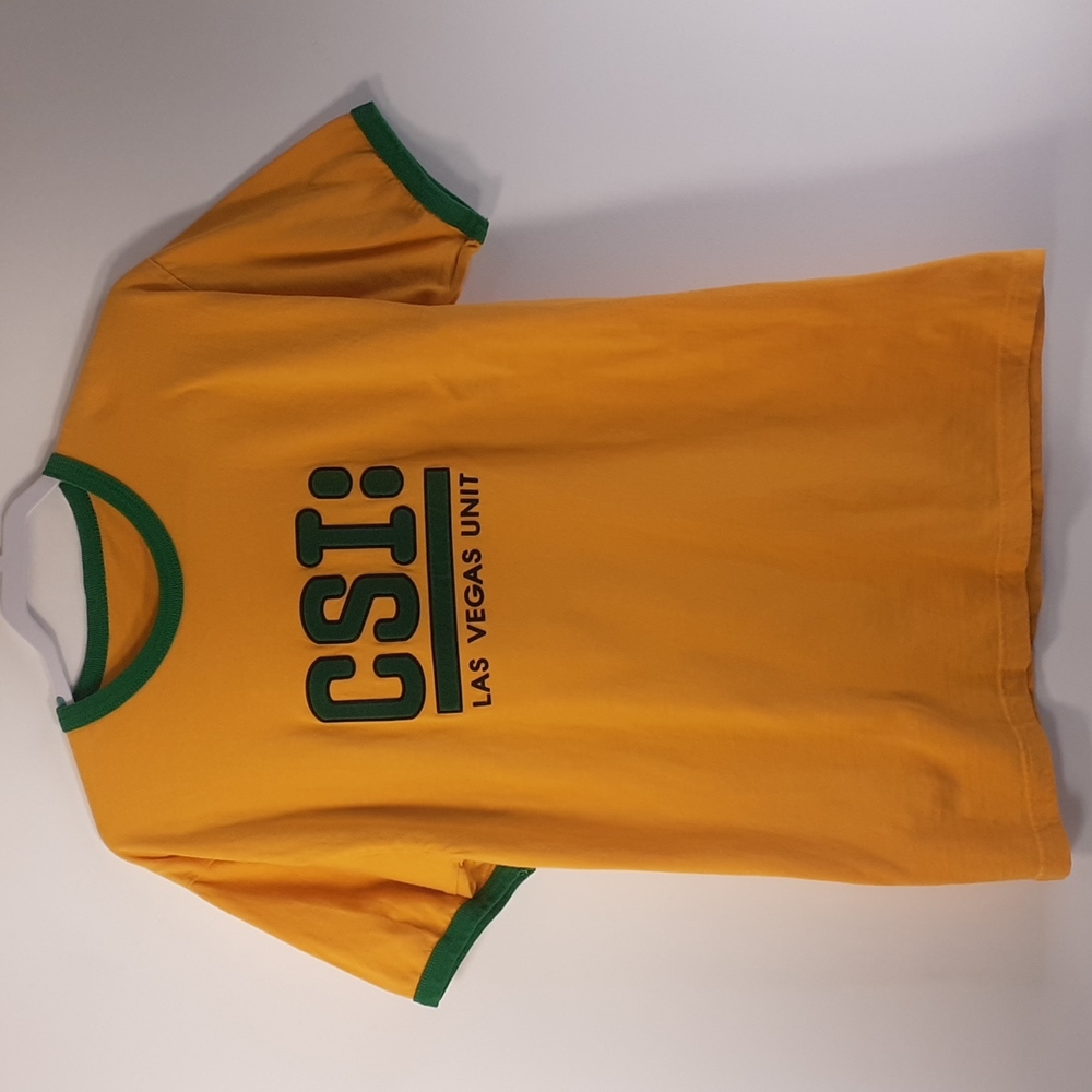CSI Las Vegas Unit Goldern Yellow/ Green Puff Velvet Letter Adult Size Large